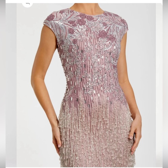 Mac Duggal Pink Fringe Wedding Dress - Picture 3 of 4